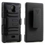 Wholesale Sharp Aquos Crystal H306 Armor shell Holster Combo Belt Clip (Black)